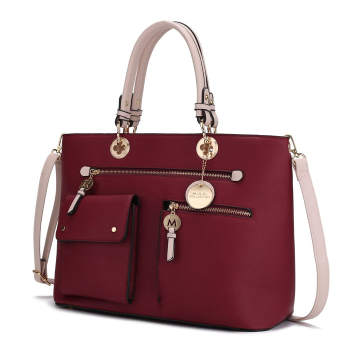 Julia Vegan Leather Color-block Womens Satchel Bag by Mia k. Image 1