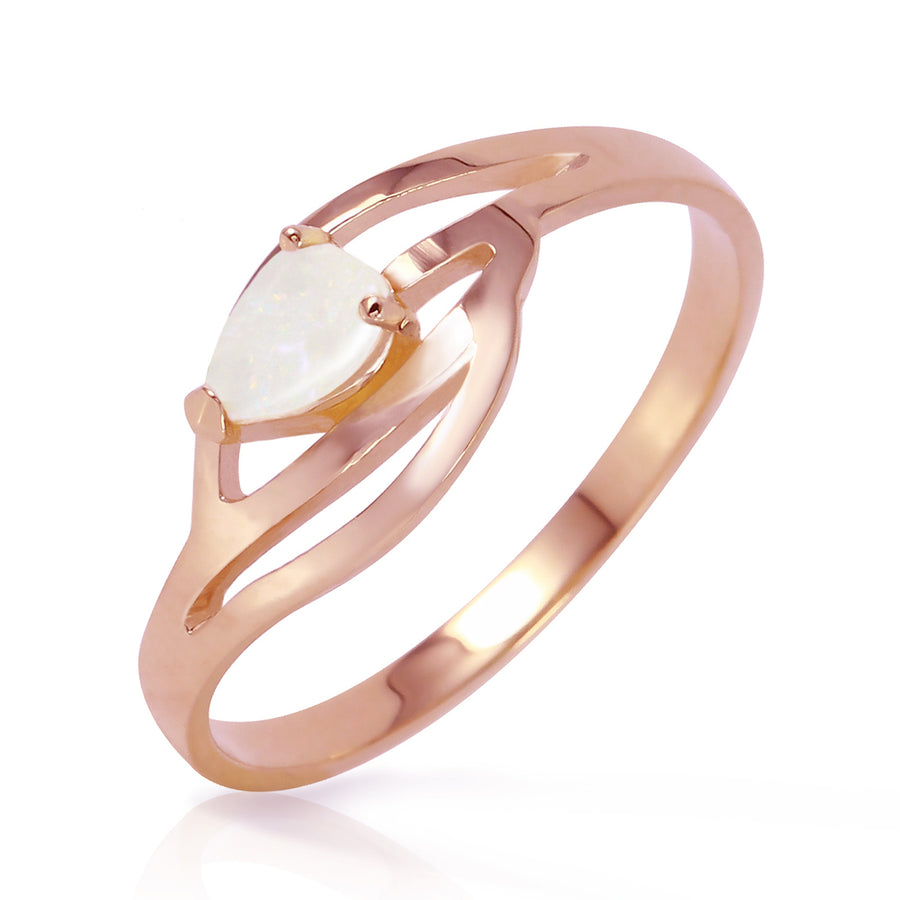 0.15 Carat 14k Solid Rose Gold Ring with Natural Pear-shaped Opal Image 1