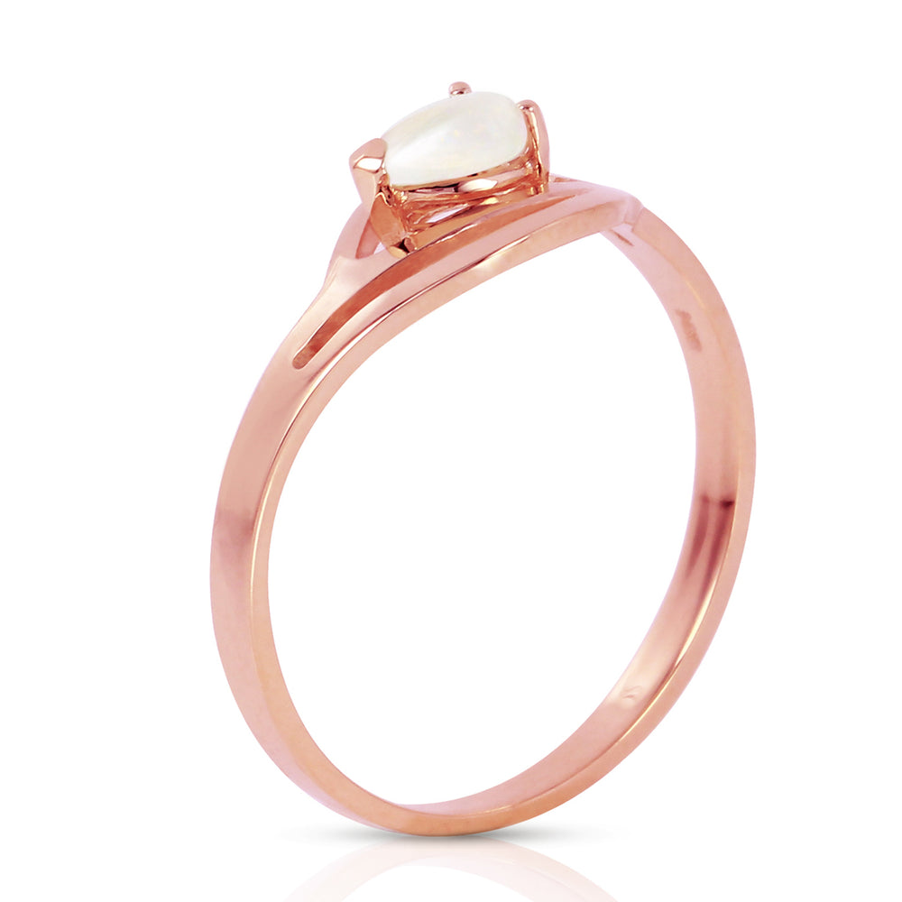 0.15 Carat 14k Solid Rose Gold Ring with Natural Pear-shaped Opal Image 2