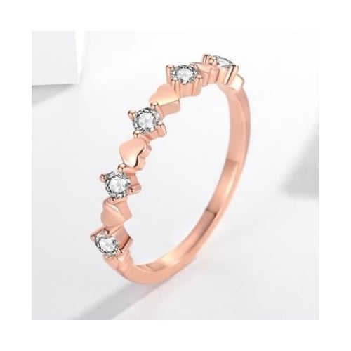 row ring female staggered love details zircon rose gold ring imitation diamond ring Image 2