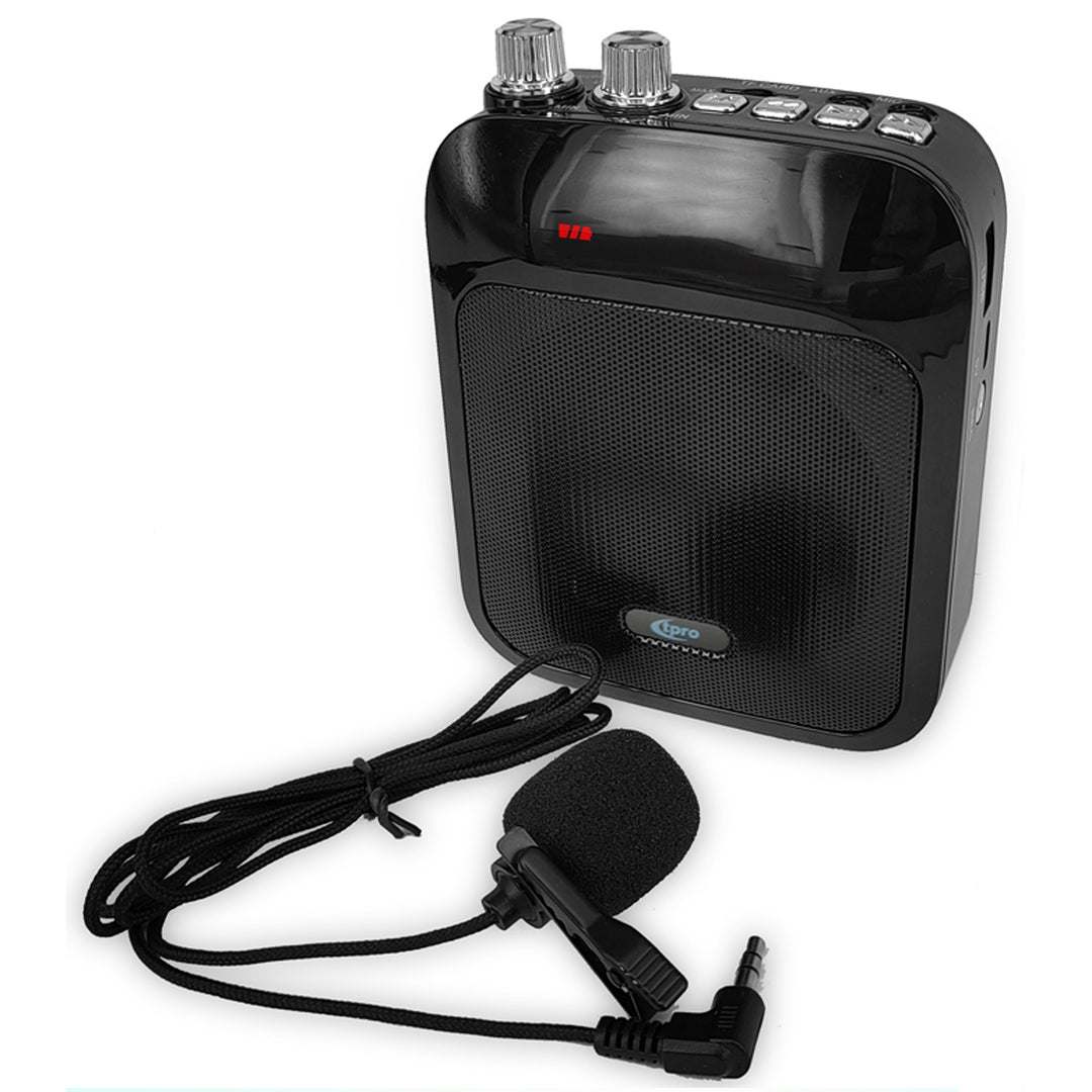 Technical Pro Rechargeable Speaker with Wired Lapel Mic USB SD Card FM AUX Inputs Image 1