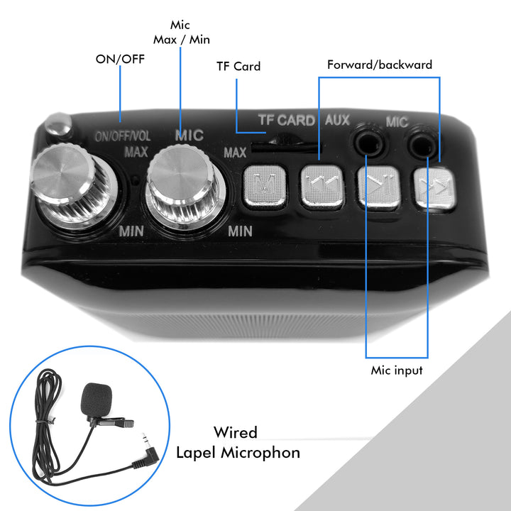 Technical Pro Rechargeable Speaker with Wired Lapel Mic USB SD Card FM AUX Inputs Image 4