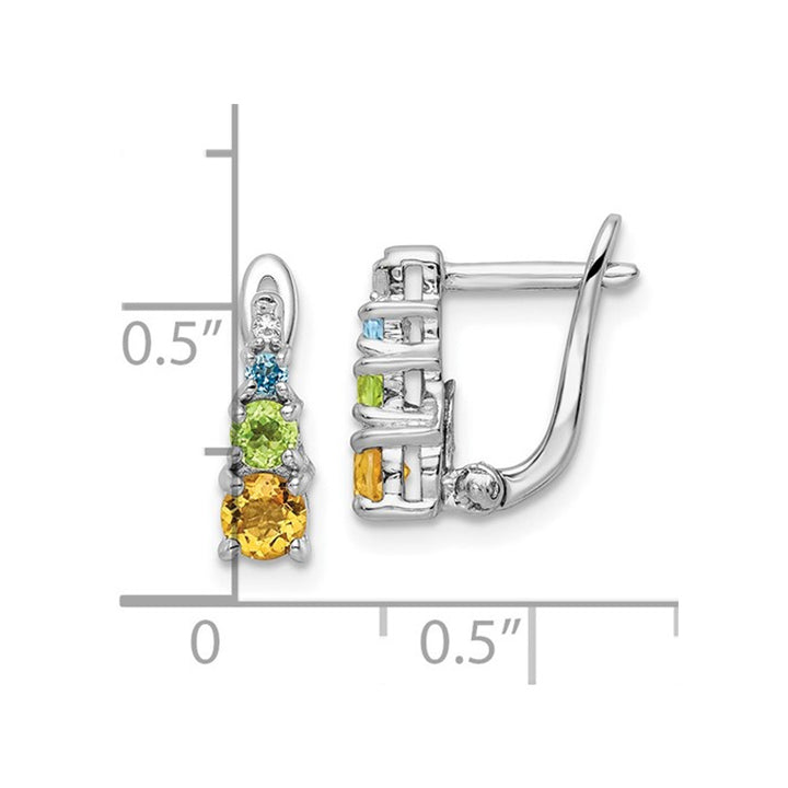 4/5 Carat (ctw) Blue Topaz CItrine and Peridot Hinged Earrings in Sterling Silver Image 3