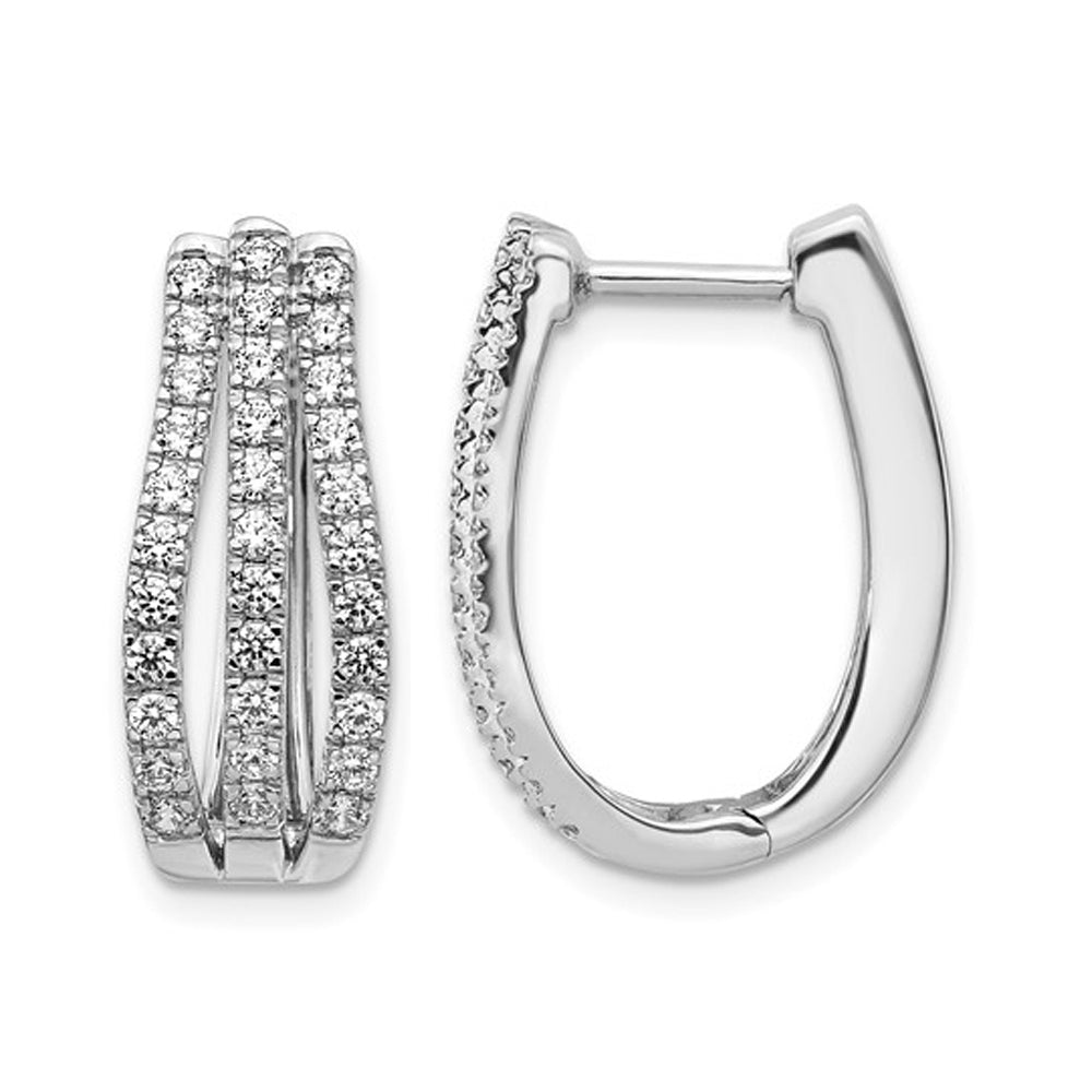 1.00 Carat (ctw SI1-SI2H-I) Lab-Grown Diamond Hoop Earrings in 14K White Gold Image 1