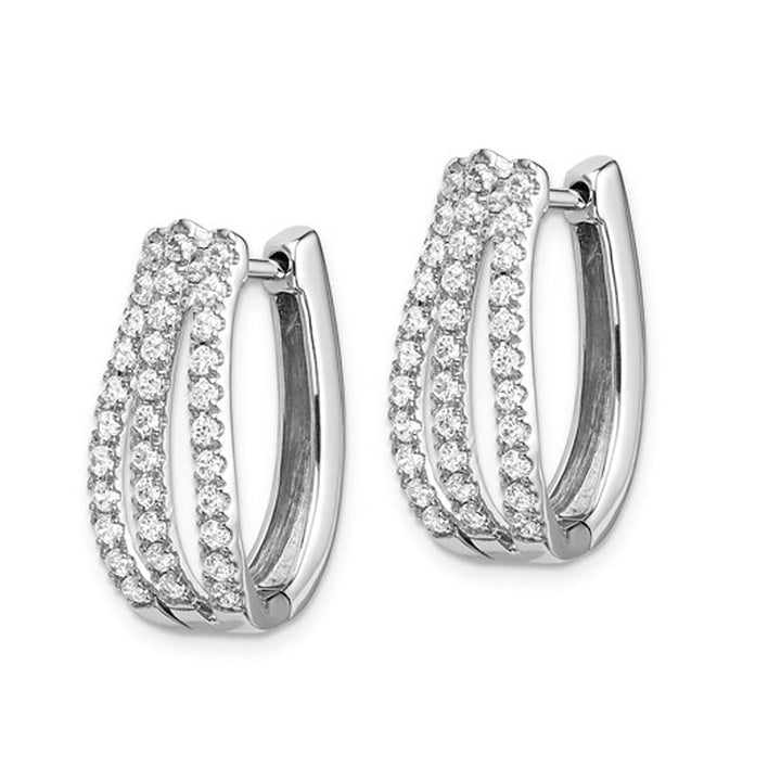 1.00 Carat (ctw SI1-SI2H-I) Lab-Grown Diamond Hoop Earrings in 14K White Gold Image 3