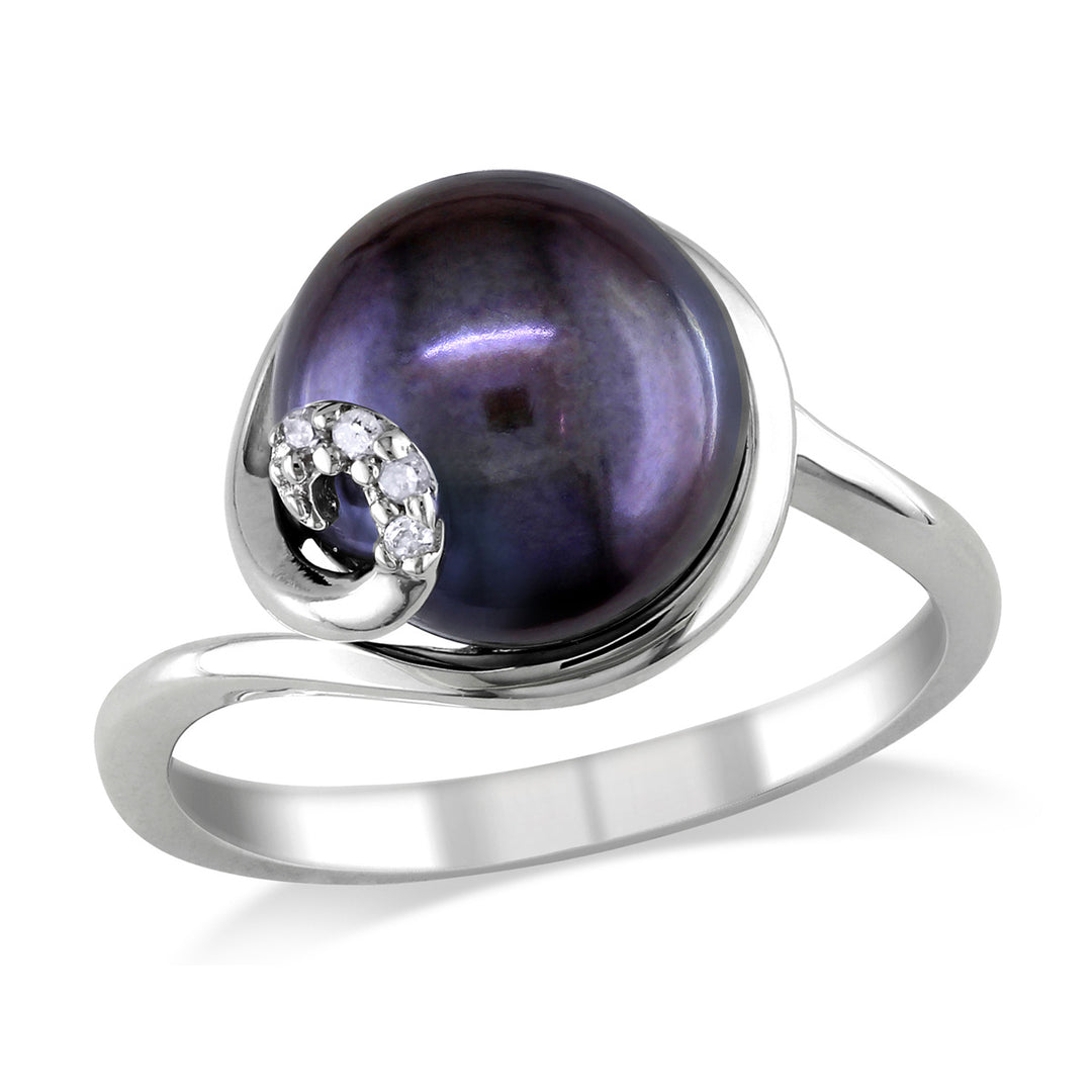 9-9.5mm Black Freshwater Cultured Pearl in Sterling Silver Image 1