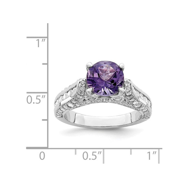 4.05 Carat (ctw) Amethyst and White Topaz Solitaire Ring in Sterling Silver Image 4
