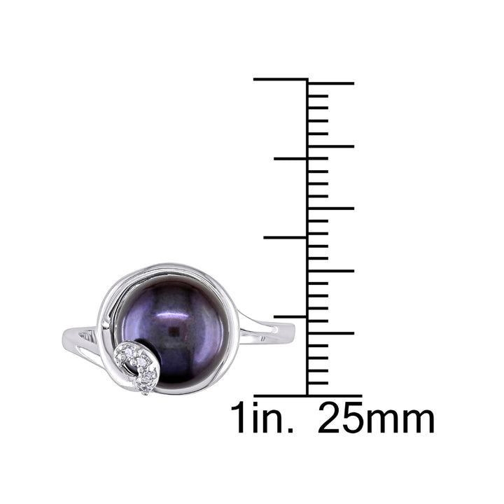 9-9.5mm Black Freshwater Cultured Pearl in Sterling Silver Image 4