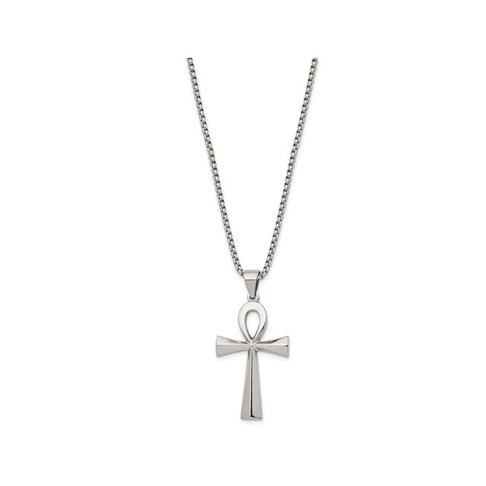 Stainless Steel Ankh Cross Pendant Necklace with Chain Image 2