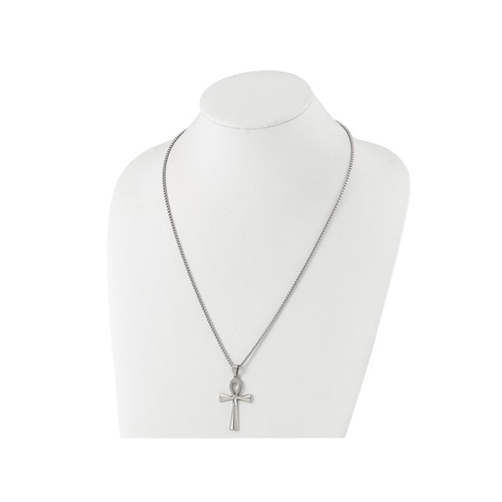 Stainless Steel Ankh Cross Pendant Necklace with Chain Image 3