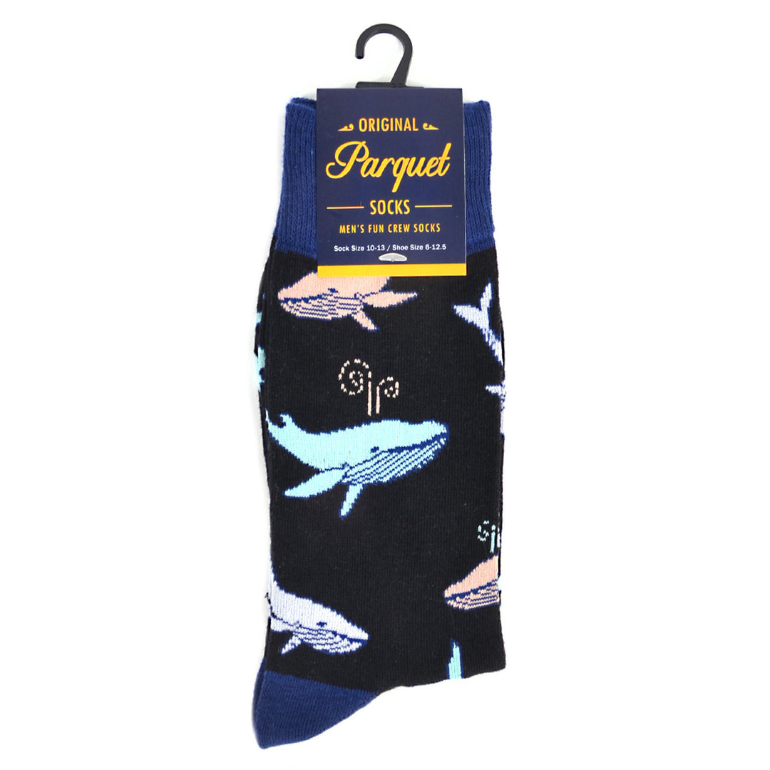 Mens Whale Novelty Socks Dark Blue Black Fun Crazy Crew Socks Whale Lovers Ocean Socks Image 3