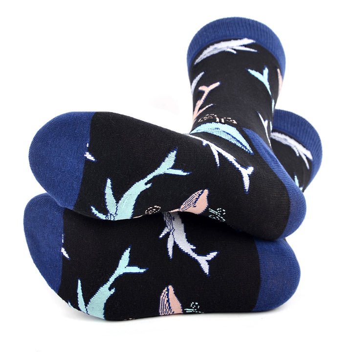 Mens Whale Novelty Socks Dark Blue Black Fun Crazy Crew Socks Whale Lovers Ocean Socks Image 4