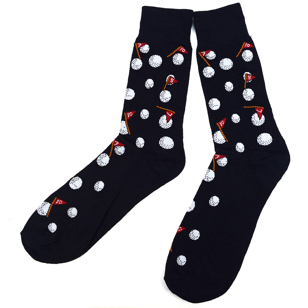 Mens Golf Novelty Socks Black and White Image 1