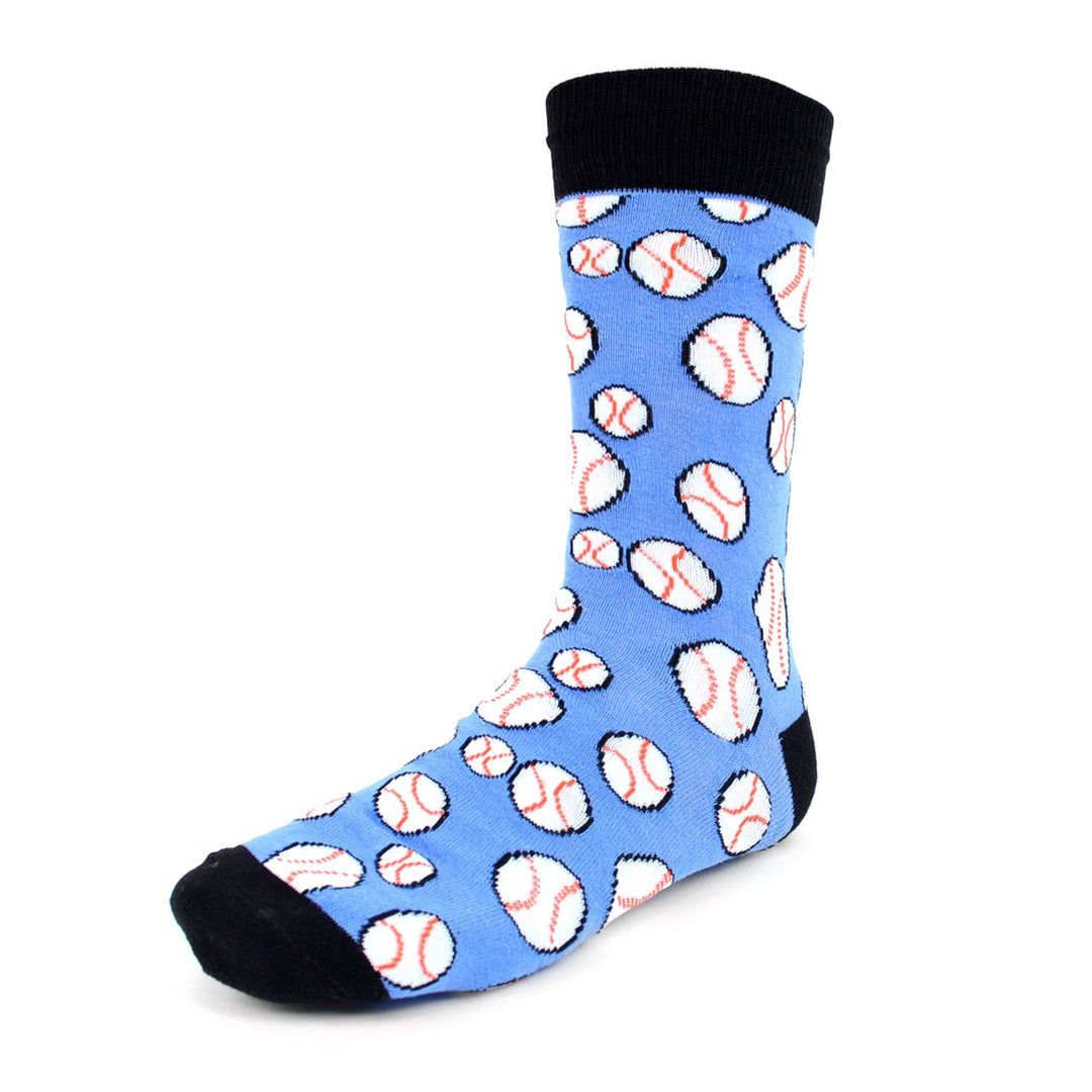 All Star Baseball Gift Mens Baseball Novelty Socks Boys of Summer Gift Dad Gift Blue and White Baseballs Image 1