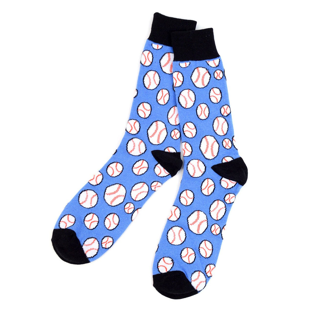 All Star Baseball Gift Mens Baseball Novelty Socks Boys of Summer Gift Dad Gift Blue and White Baseballs Image 2