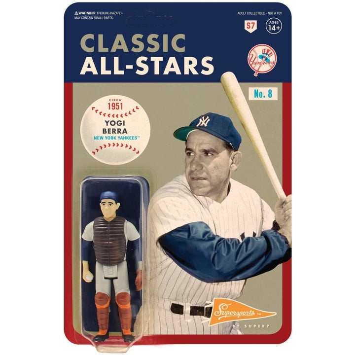 MLB Yogi Berra New York Yankees Baseball Classic All Stars ReAction Figure Collectible Super7 Image 1
