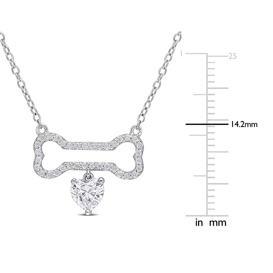 2/3 Carat (ctw) Lab-Created Moissanite Dog Bone Necklace in Sterling Silver with Chain Image 3