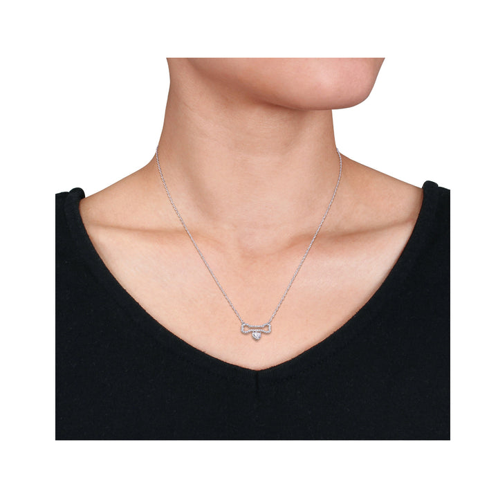 2/3 Carat (ctw) Lab-Created Moissanite Dog Bone Necklace in Sterling Silver with Chain Image 4