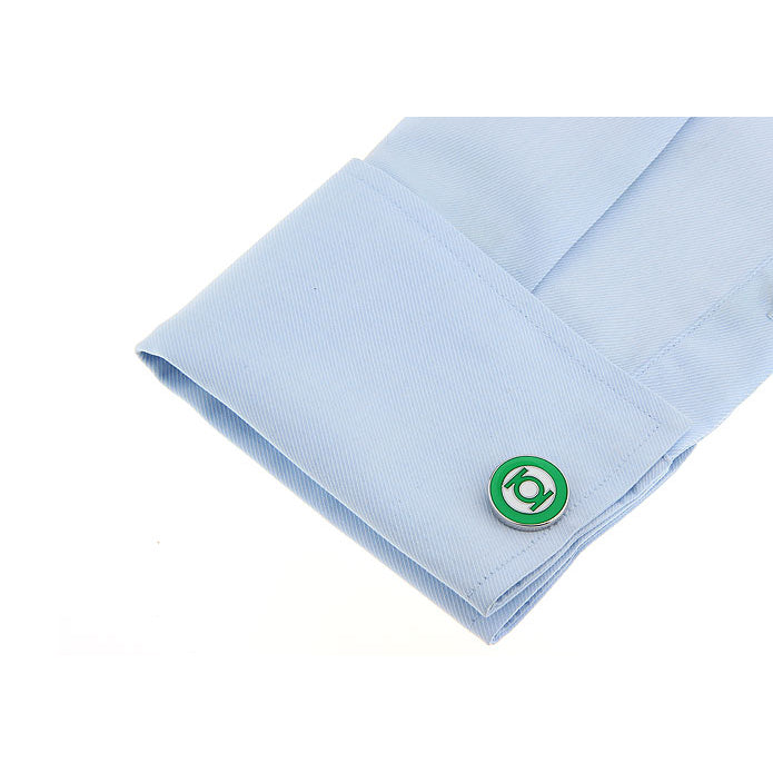 Green Lantern Cufflinks Superhero Green White Enamel Cuff Links Comes with Gift Box Image 4