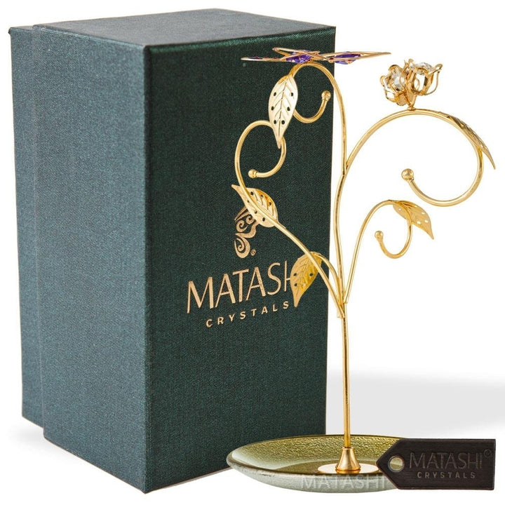 Matashi 24k Gold Plated Jewelry Stand  Elegant Floral and Butterfly Design Home Jewelry Display Stand for Hanging Image 2