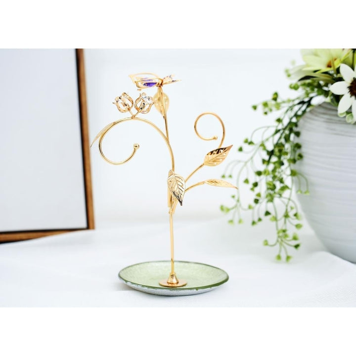 Matashi 24k Gold Plated Jewelry Stand  Elegant Floral and Butterfly Design Home Jewelry Display Stand for Hanging Image 3