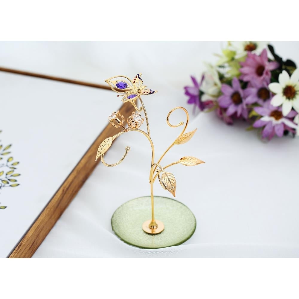 Matashi 24k Gold Plated Jewelry Stand  Elegant Floral and Butterfly Design Home Jewelry Display Stand for Hanging Image 4