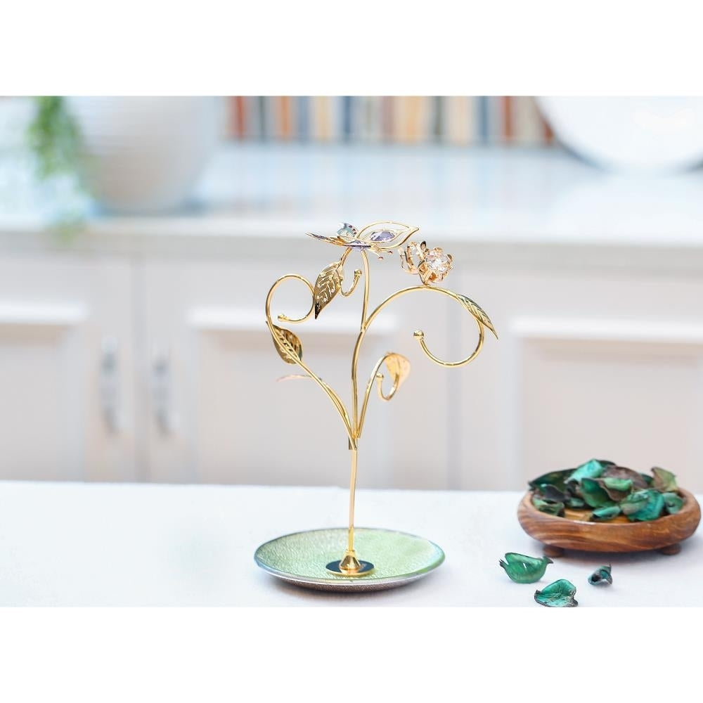 Matashi 24k Gold Plated Jewelry Stand  Elegant Floral and Butterfly Design Home Jewelry Display Stand for Hanging Image 4