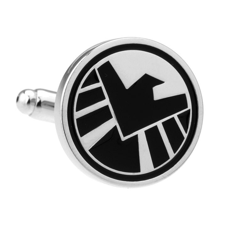 Agents of S.H.I.E.L.D. Cufflinks Silver Black Enamel Shield Cuff links Comes with Gift Box Image 3