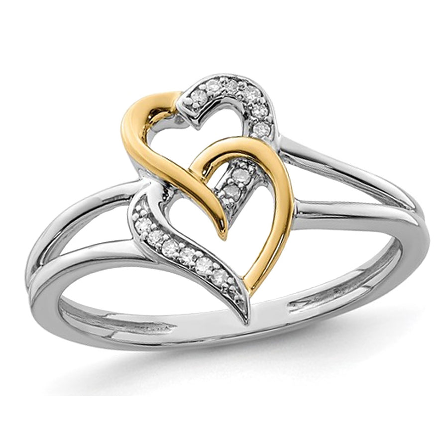 Sterling Silver Yellow Plated Heart Promise Ring with Accent Diamonds Image 1