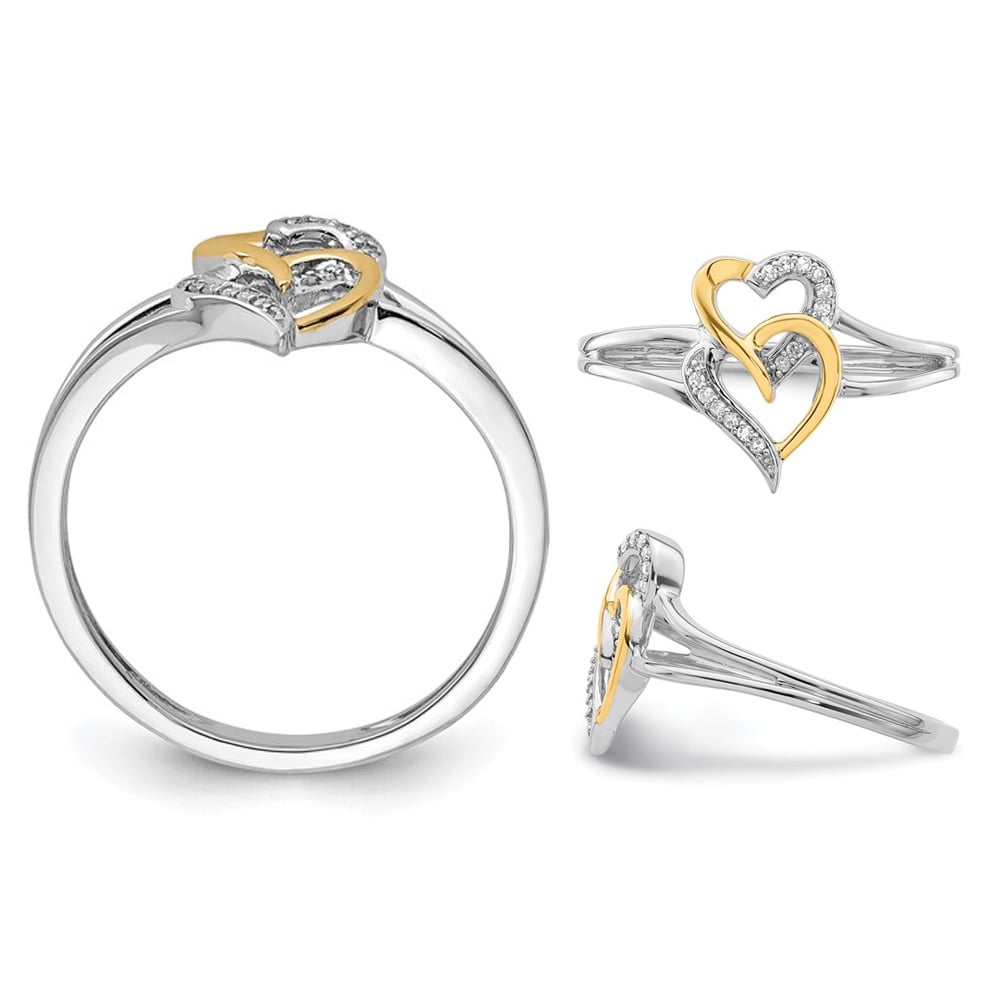 Sterling Silver Yellow Plated Heart Promise Ring with Accent Diamonds Image 3