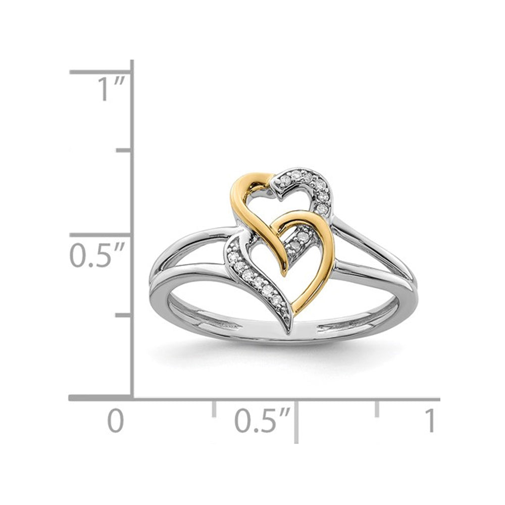 Sterling Silver Yellow Plated Heart Promise Ring with Accent Diamonds Image 4