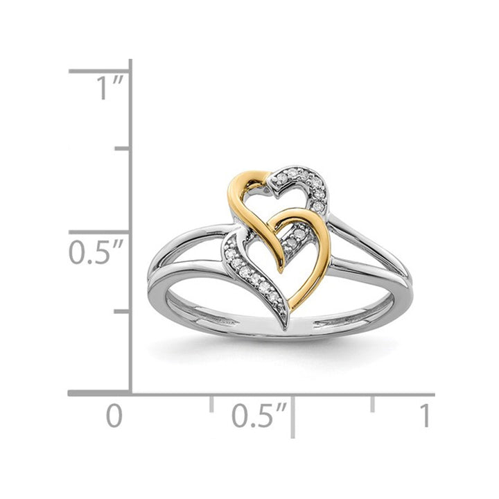 Sterling Silver Yellow Plated Heart Promise Ring with Accent Diamonds Image 4