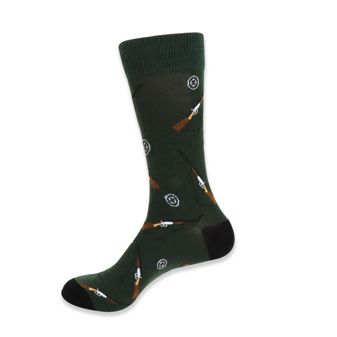 Mens Novelty Hunting Socks Dark Green Fun Socks Image 1