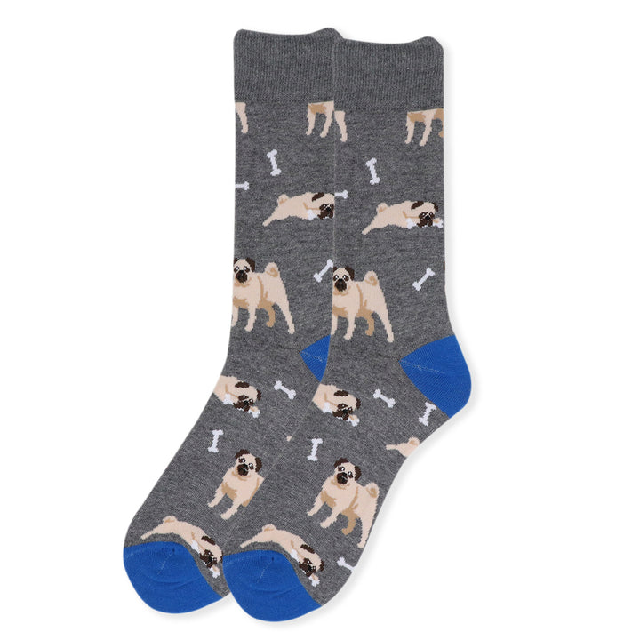 Mens Novelty Pug Dog Socks Fun Dog Socks Crazy Crew Socks Graphic Dog Socks Image 2