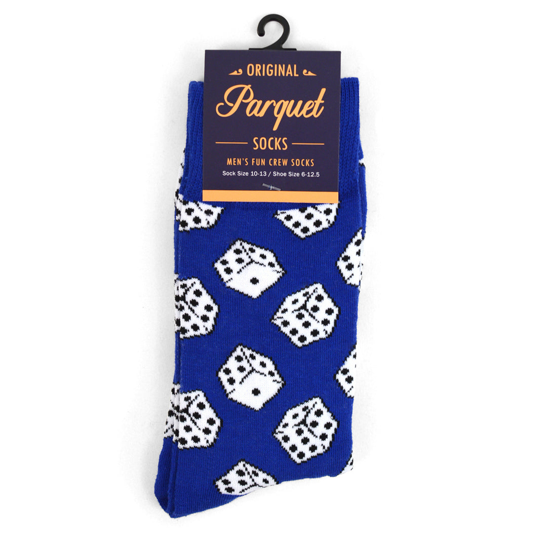 Mens Dice Novelty Socks Blue with White Dice Image 2