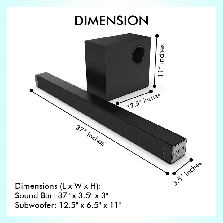 Technical Pro 1000 Watts Bluetooth LED Color Changing Soundbar and Subwoofer Packagefor Audio System for TV SpeakersHome Image 3