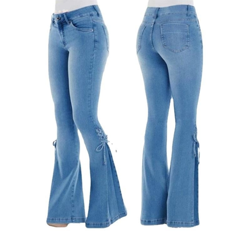 Denim Regular Fit Plain Long Pants Image 4