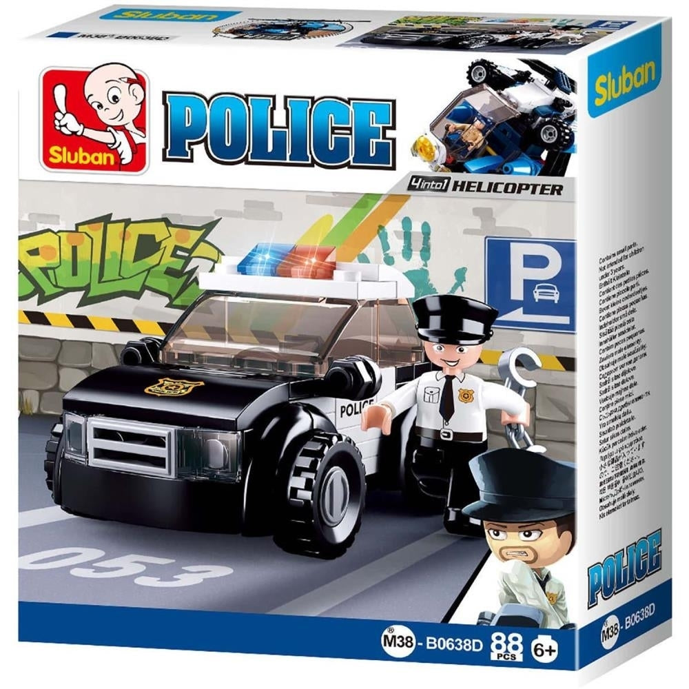 SlubanKids SWAT Police Car Playset Building Blocks Building Toy Set 899 Pcs and Dimple Small Washable Coloring Play Mat Image 4