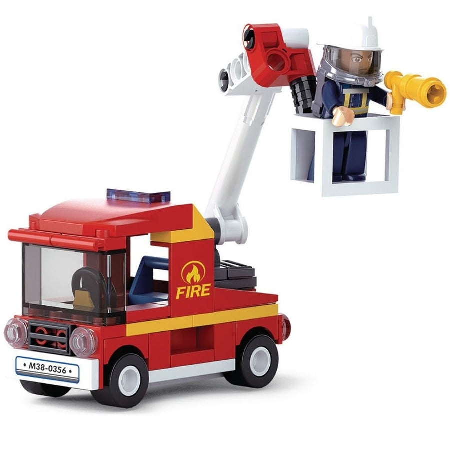 SlubanKids Fire Truck Bucket Truck Building Blocks 82 Pcs set Building Toy Fire Vehicle Image 1