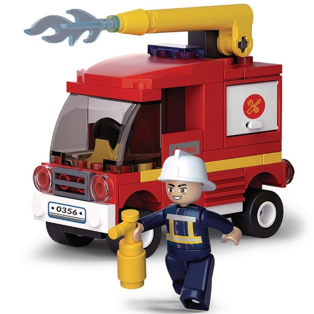 SlubanKids Fire Truck Water Tender Building Blocks 75 Pcs set Building Toy Fire Vehicle Image 1