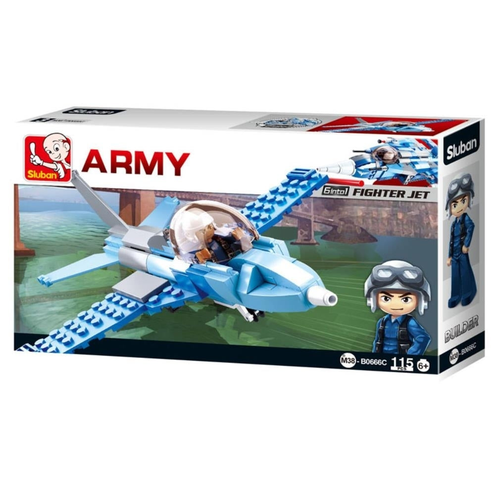 SlubanKids Army War Craft Fighter Jet Building Blocks 115 Pcs set Building Toy Army Fighter Jet Image 1