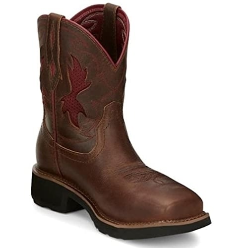 JUSTIN WORK Womens 8" Lathey Nano Composite Toe Work Boot Brown - GY9962 ONE SIZE BROWN Image 2