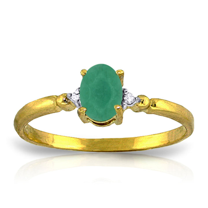 14k Solid Gold Ring with Natural Diamonds and Emerald Image 2