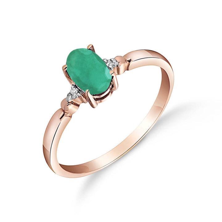 14k Solid Gold Ring with Natural Diamonds and Emerald Image 3