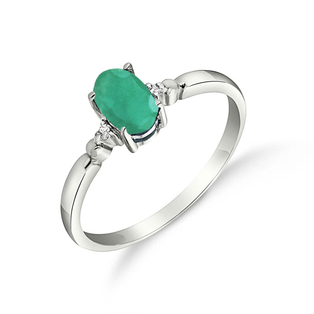 14k Solid Gold Ring with Natural Diamonds and Emerald Image 4