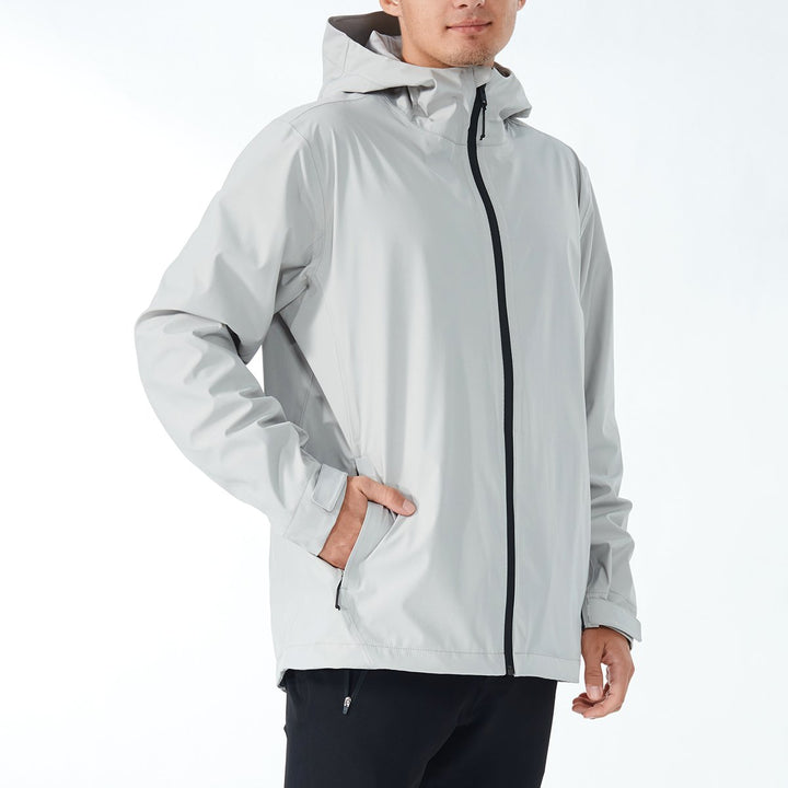 Gymax Mens Windproof Rain Jacket Hooded Coat Black/ Grey/ Navy Image 4