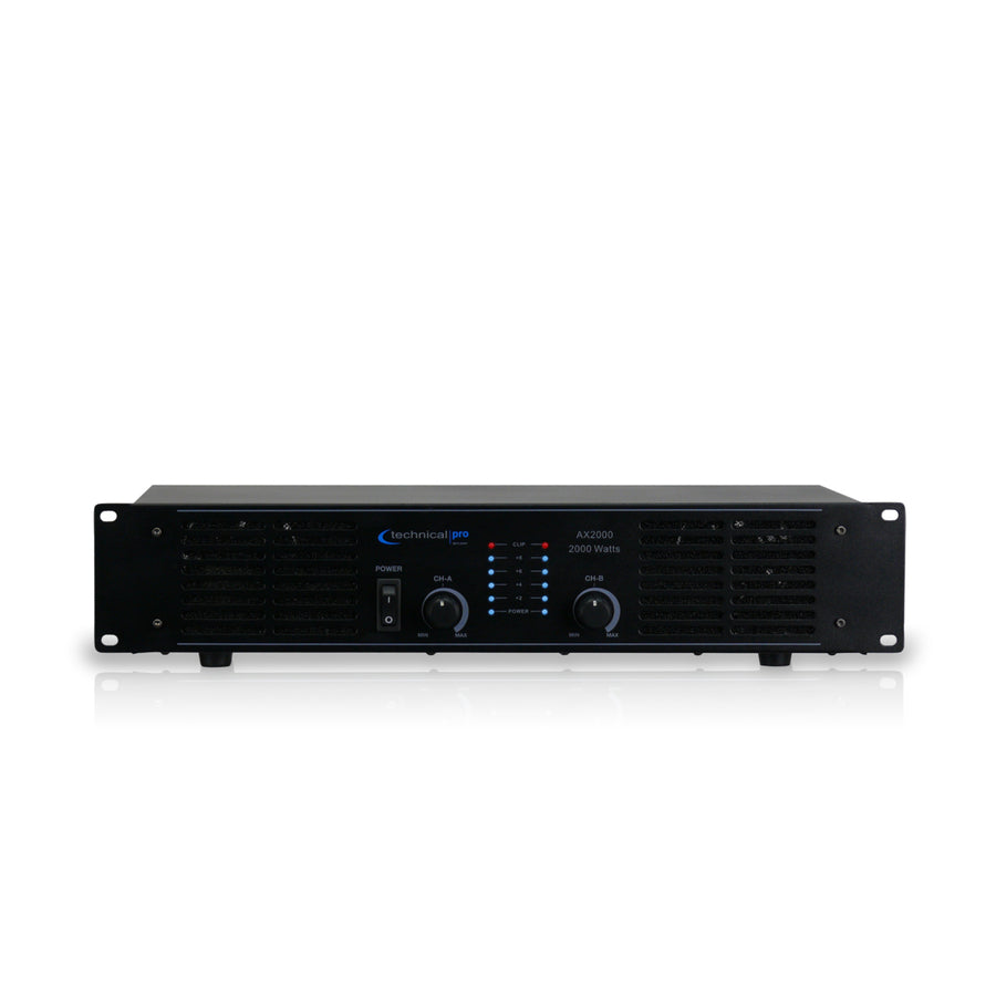 Technical Pro Professional 2000 watts Audio Dual 2U Professional 2CH Power Amplifier, Universal Plug In, Dual Cooling Image 1