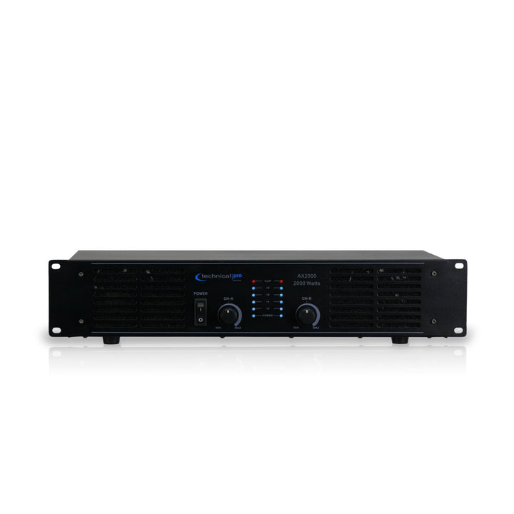 Technical Pro 2000W 2CH Power Amplifier Dual Cooling Fans RCA Inputs Blue LED Image 1