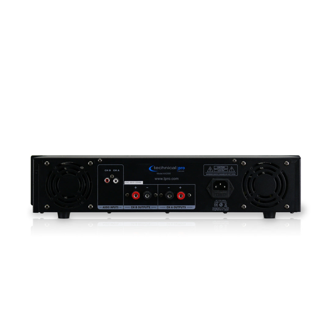 Technical Pro Professional 2000 watts Audio Dual 2U Professional 2CH Power Amplifier, Universal Plug In, Dual Cooling Image 3