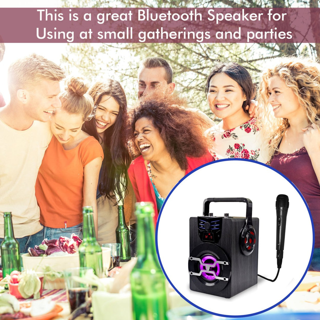 Technical Pro Rechargeable 420 watts Portable Bluetooth LED Speaker w/ USBSD cardFM1/8" AUX2 Microphone InputRemote Image 6